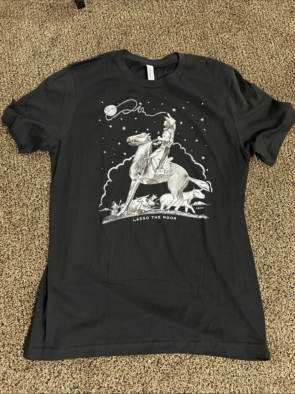 XOXO Black Lasso the Moon Graphic Tee